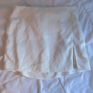White Satin Mini Skirt